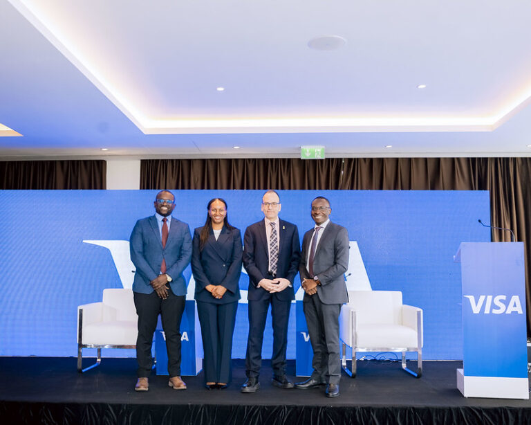 Victor Makere, Visa Country Manager for Tanzania, Uganda, Burundi and Rwanda; Nono Malefane, Visa Senior Director of Government Engagement for Sub-Saharan Africa; Panos Loukos, GSMA Director, Financial Inclusion and Julians Amboko, Business Journalist at Nation Media Group.